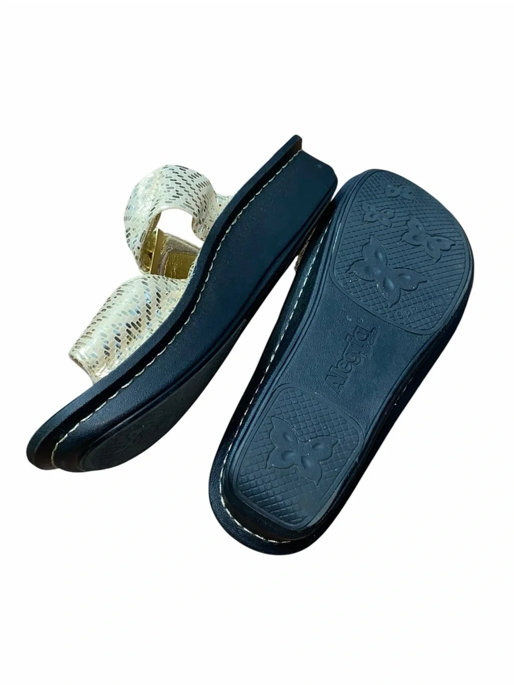 Alegria Gold Metallic Slide Sandals Women’s Size 10 Comfort Shoes